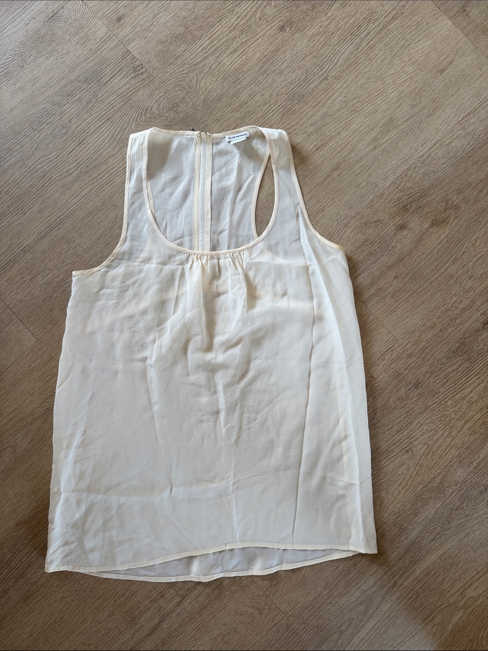 Light Cream Silk Sleeveless Zip-up Blouse